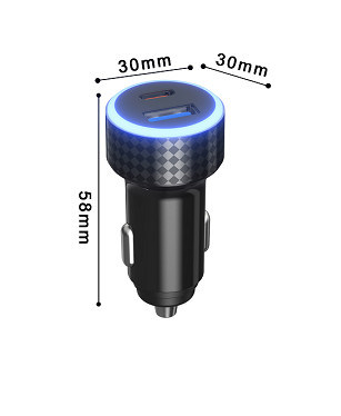 PD QC FCC ABS 5V3A PD20W dual usb vehicle charger For Samsung